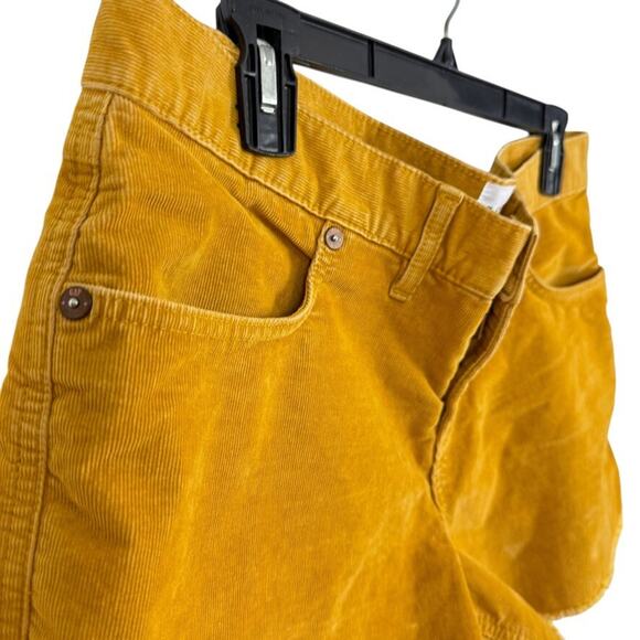 Gap Womens Fine Wale Mustard Yellow Corduroy Shorts Raw Hem Stretch Mid Rise 12 - Picture 4 of 16